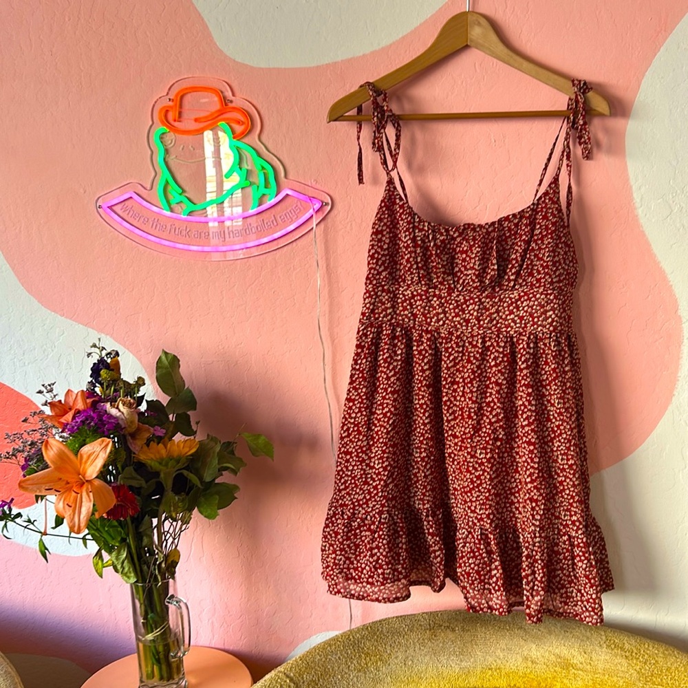 PRINCESS POLLY RED FLORAL BABYDOLL SUNDRESS